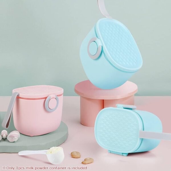 علبة مسحوق حليب الاطفال بسعة 500 مل، مع ملعقه للاطفال الاولاد والبنات